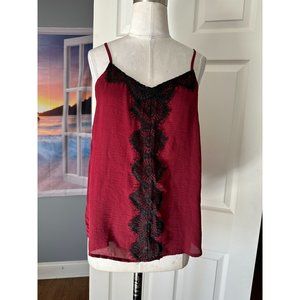 Harlowe & Graham burgundy cami with black lace trim S/M